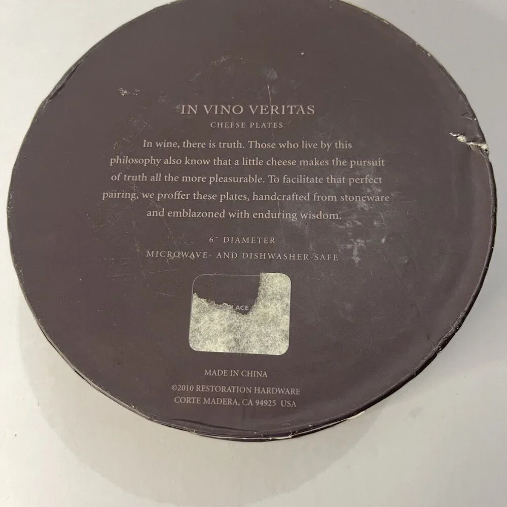 Set of 4 Wine Cheese 6” Plates Restoration Hardware 2010